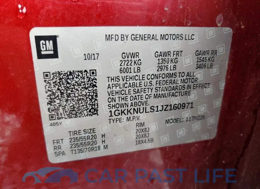 1GKKNULS1JZ160971# 13
