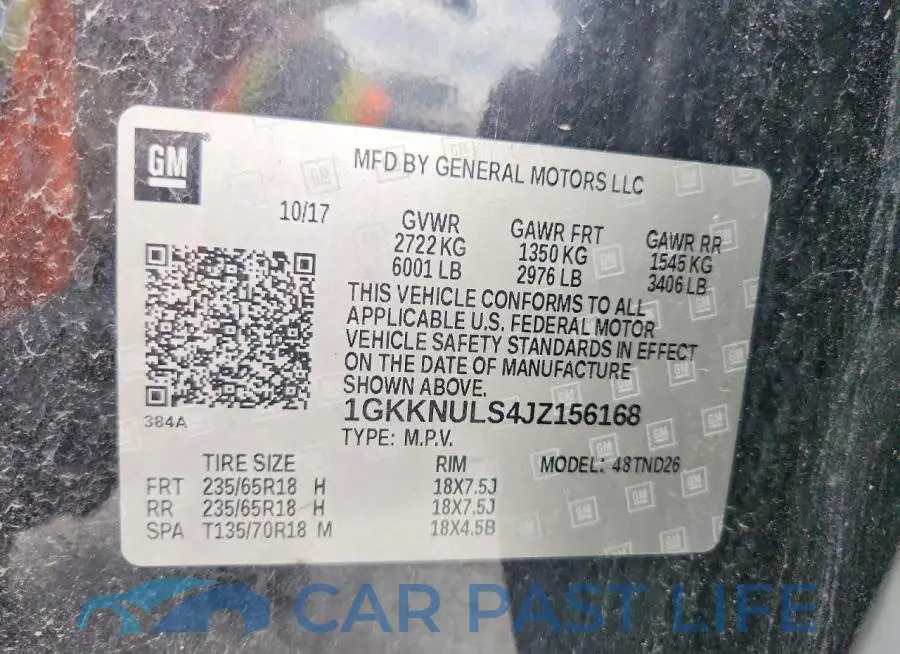 1GKKNULS4JZ156168# 14