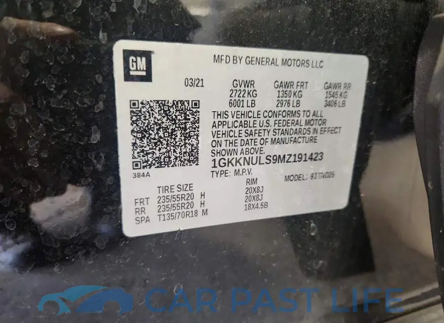 1GKKNULS9MZ191423# 13