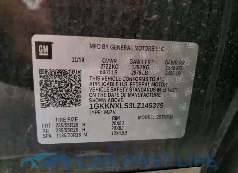 1GKKNXLS3LZ145375# 13