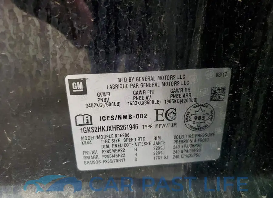 1GKS2HKJXHR261946# 13