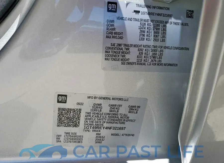 1GT49REY4NF321697# 12