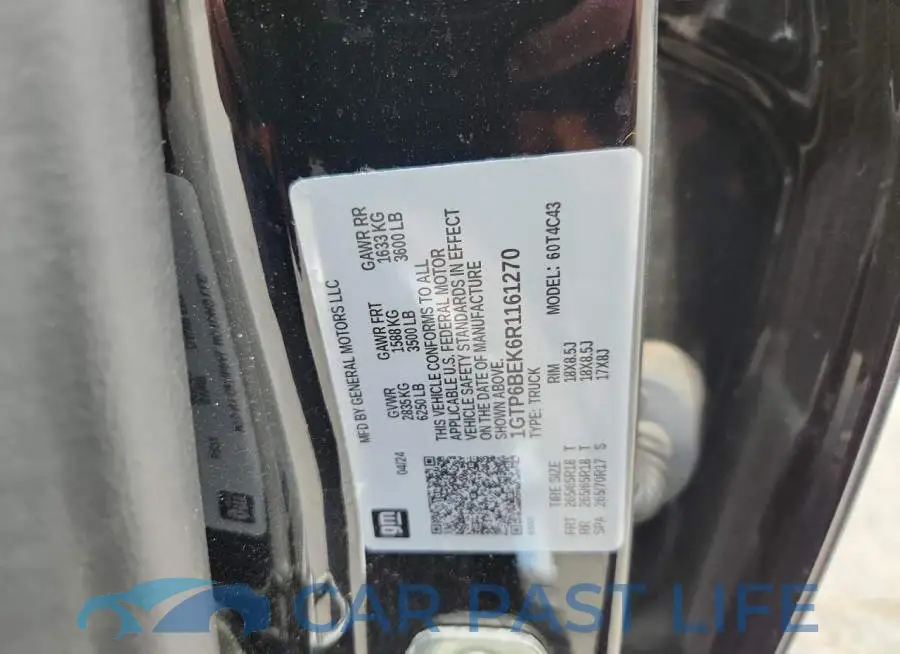 1GTP6BEK6R1161270# 12