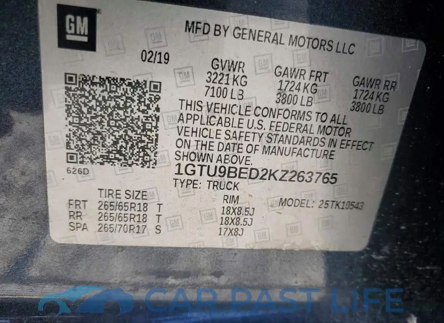 1GTU9BED2KZ263765# 13