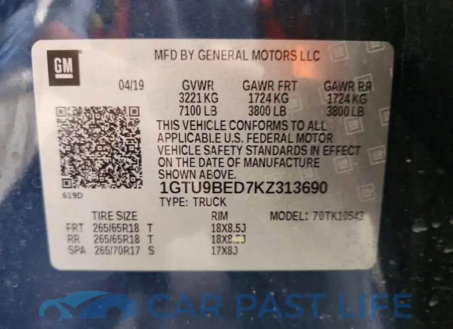 1GTU9BED7KZ313690# 12