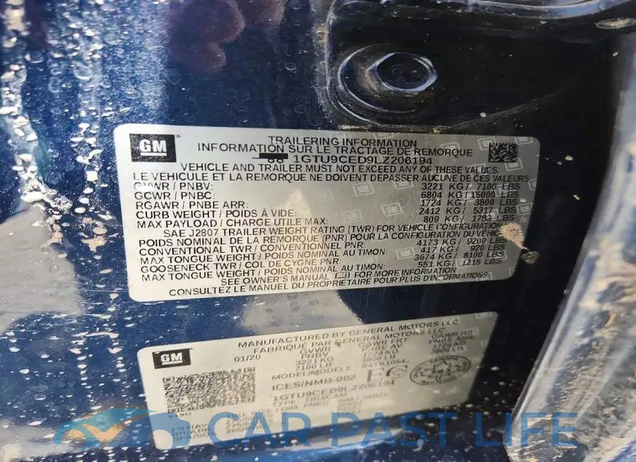 1GTU9CED9LZ206194# 12