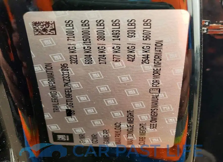1GTU9FEL7KZ331895# 12