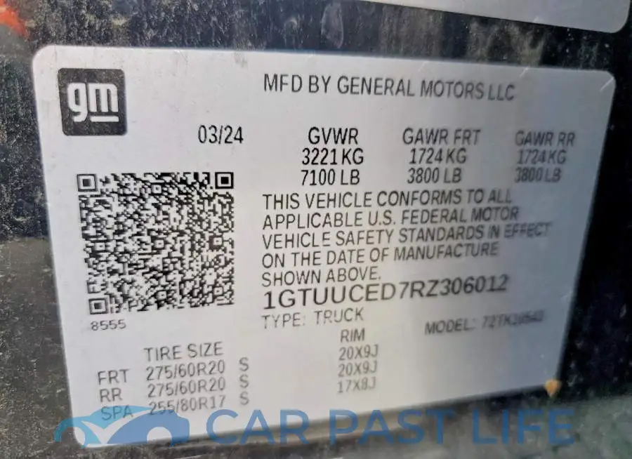 1GTUUCED7RZ306012# 12