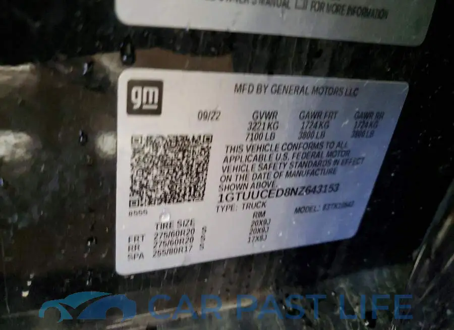 1GTUUCED8NZ643153# 12