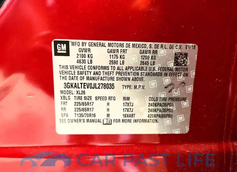 3GKALTEV0JL278035# 13