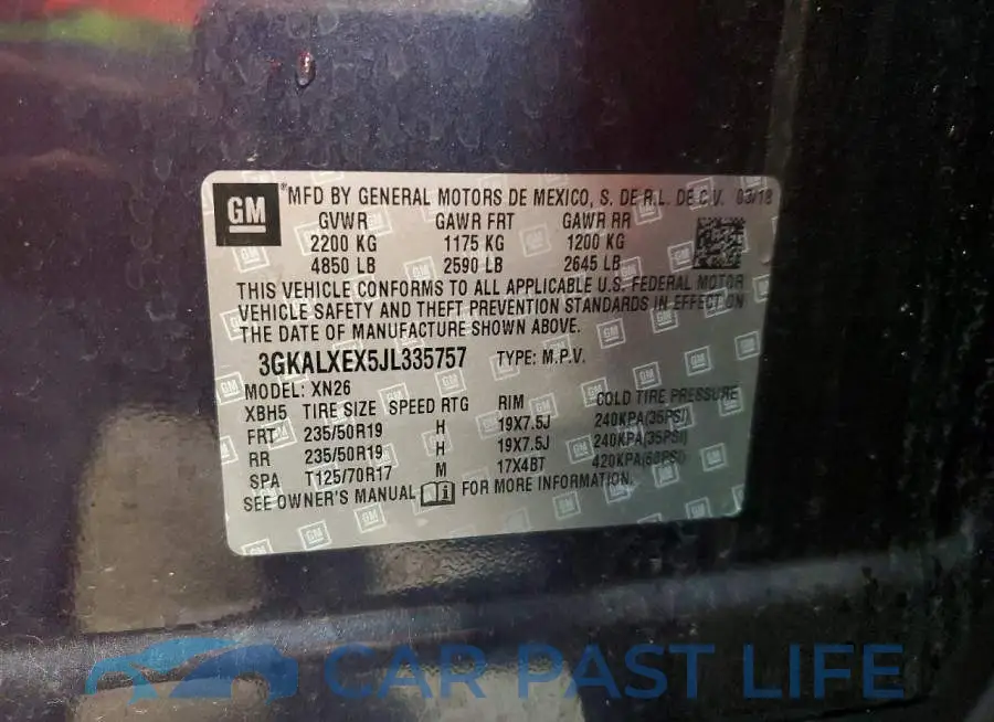 3GKALXEX5JL335757# 12