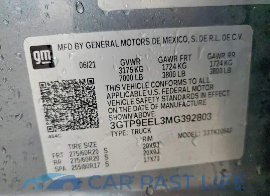 3GTP9EEL3MG392803# 13