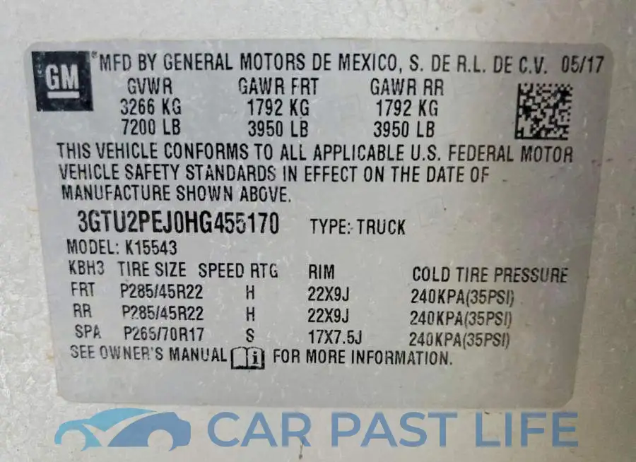 3GTU2PEJ0HG455170# 12