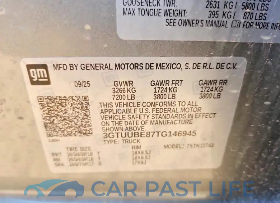 3GTUUBE87TG146945# 13