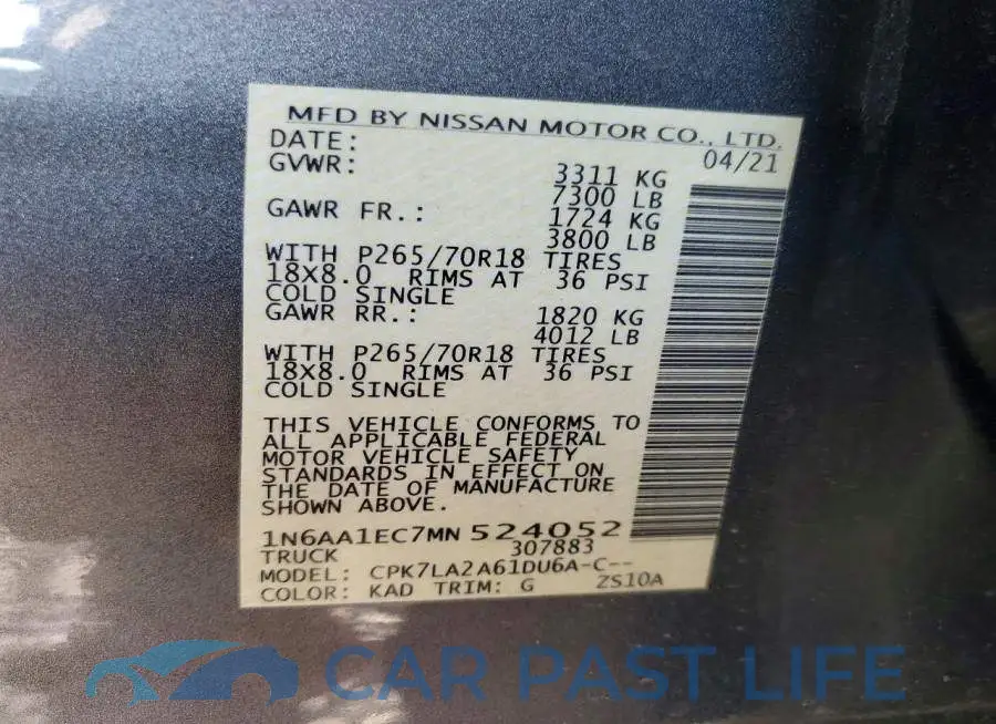 1N6AA1EC7MN524052# 12