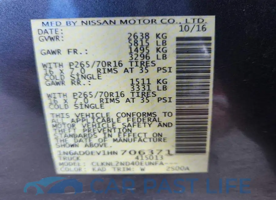 1N6AD0EV1HN706371# 12