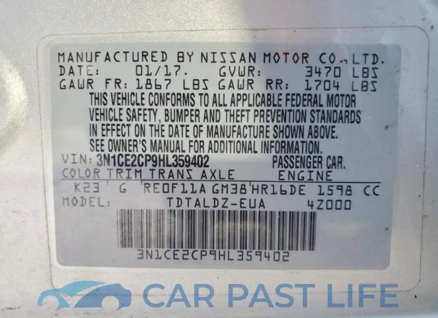 3N1CE2CP9HL359402# 12