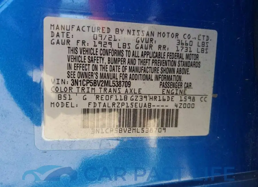 3N1CP5BV2ML538709# 13