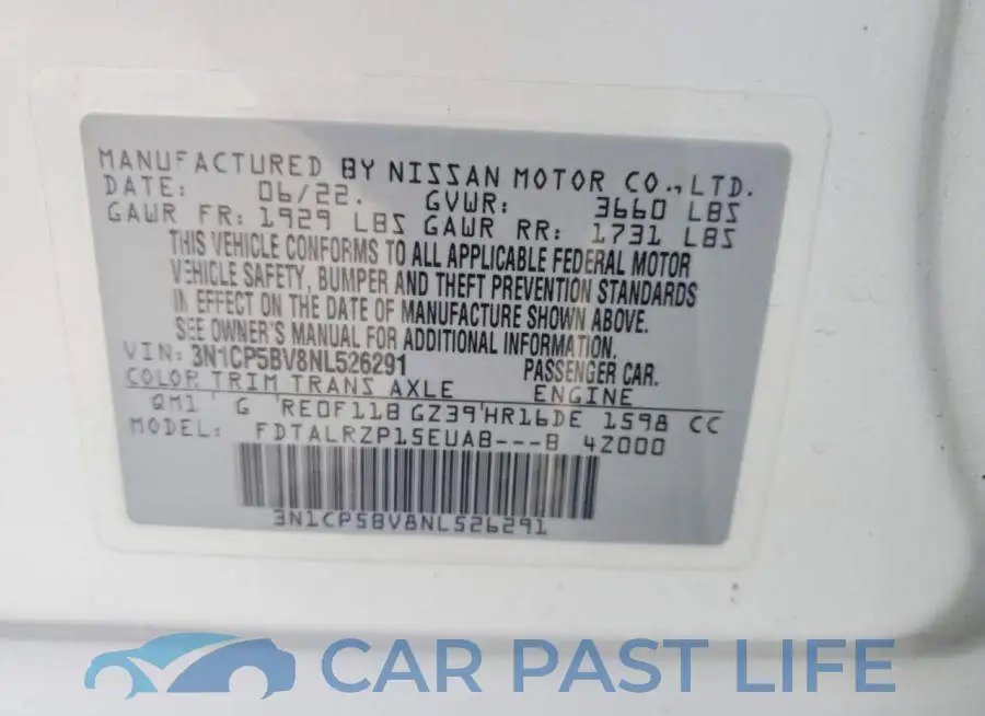 3N1CP5BV8NL526291# 13