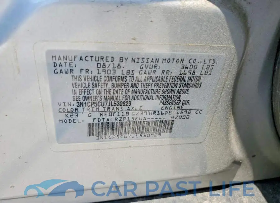 3N1CP5CU7JL530929# 12