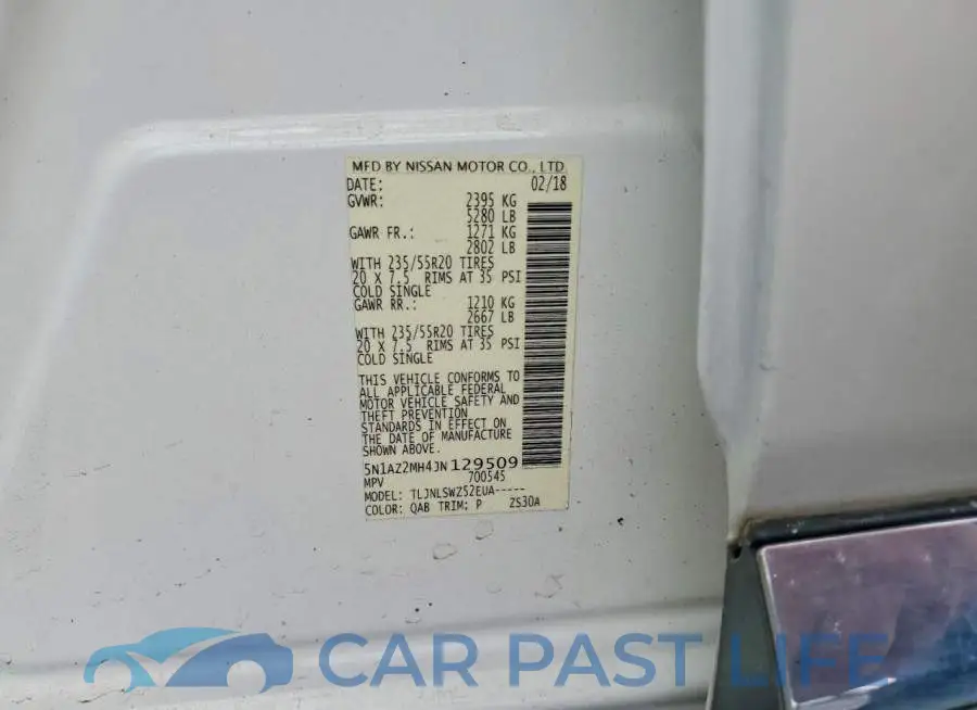 5N1AZ2MH4JN129509# 12