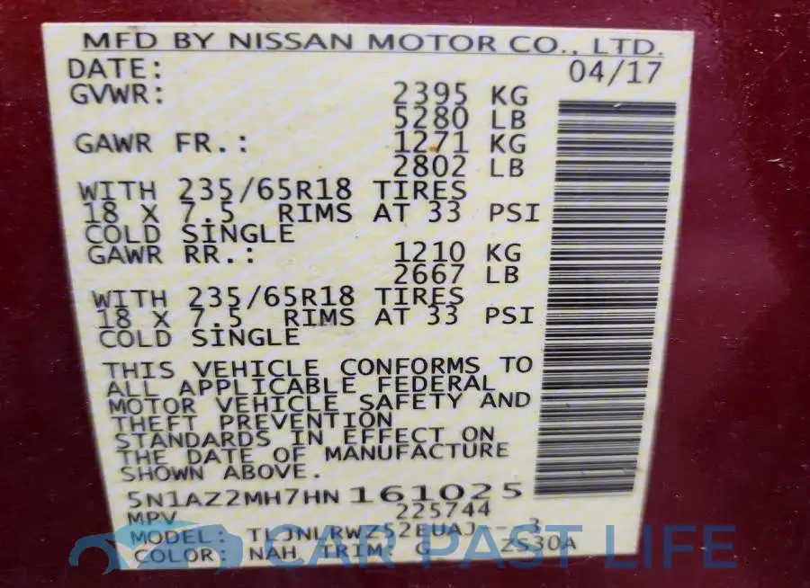 5N1AZ2MH7HN161025# 13