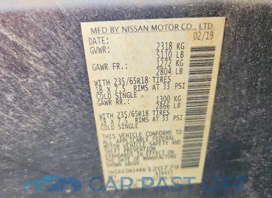 5N1AZ2MJ4KN120779# 14