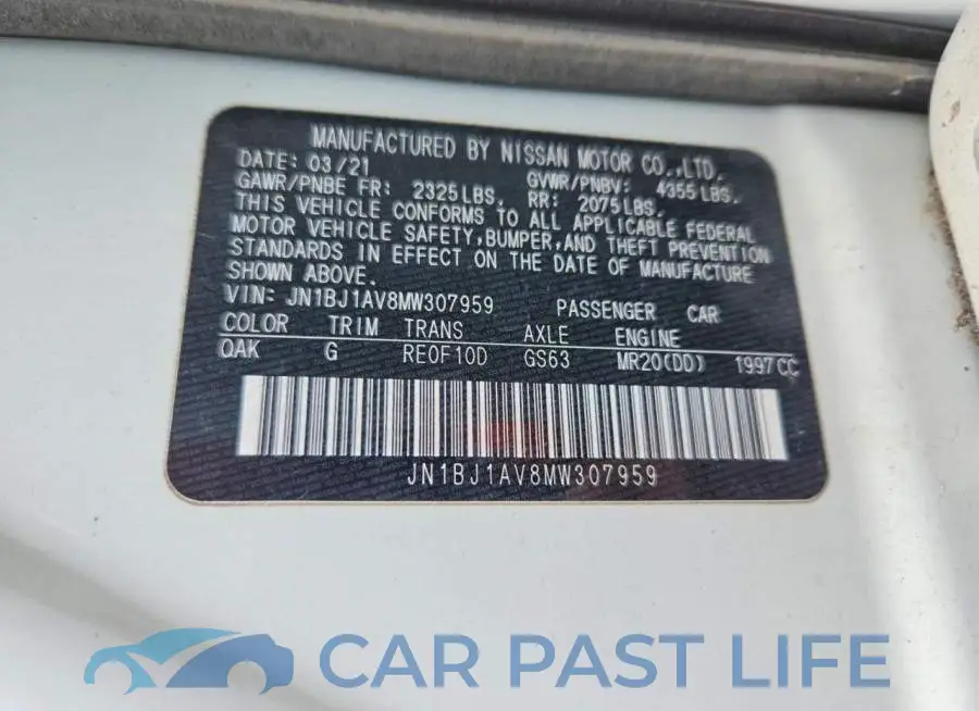 JN1BJ1AV8MW307959# 13