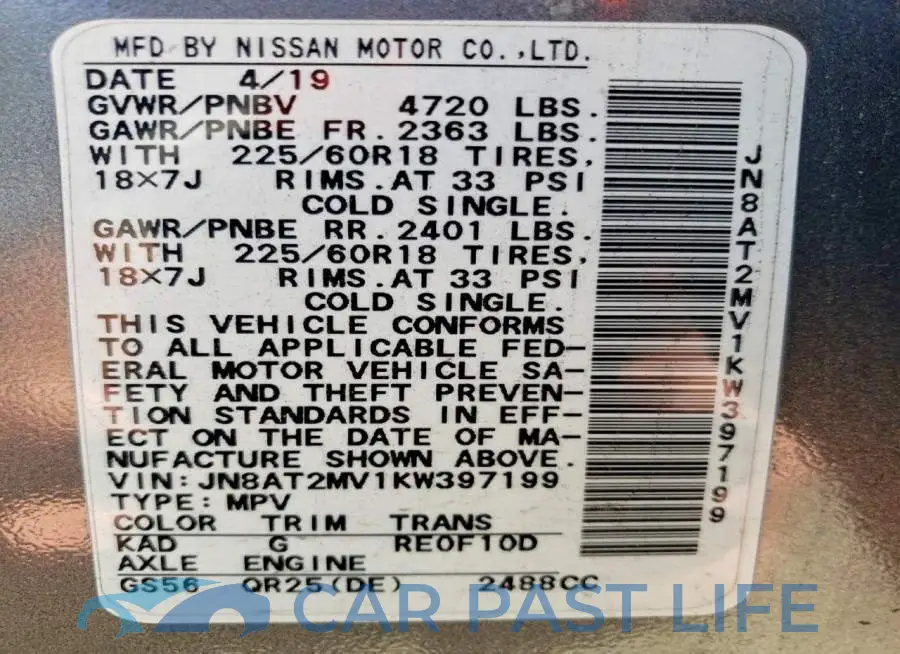 JN8AT2MV1KW397199# 12