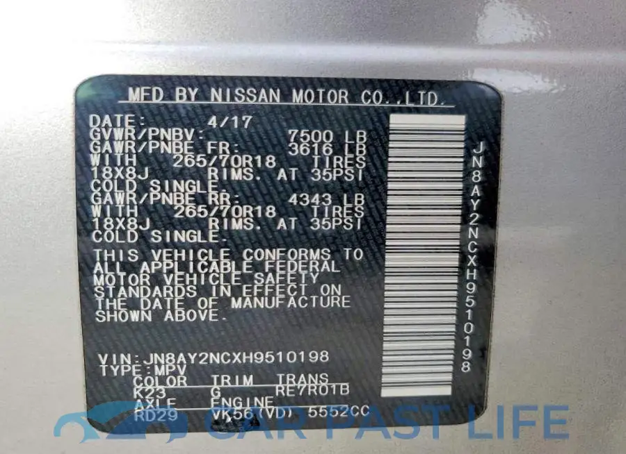 JN8AY2NCXH9510198# 14