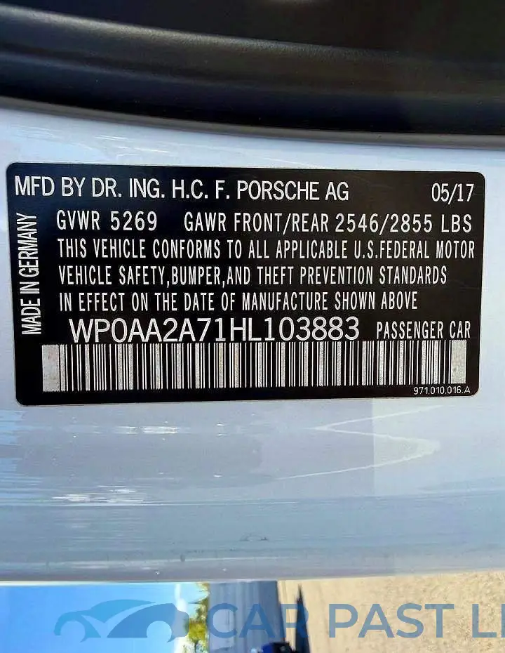 WP0AA2A71HL103883# 10