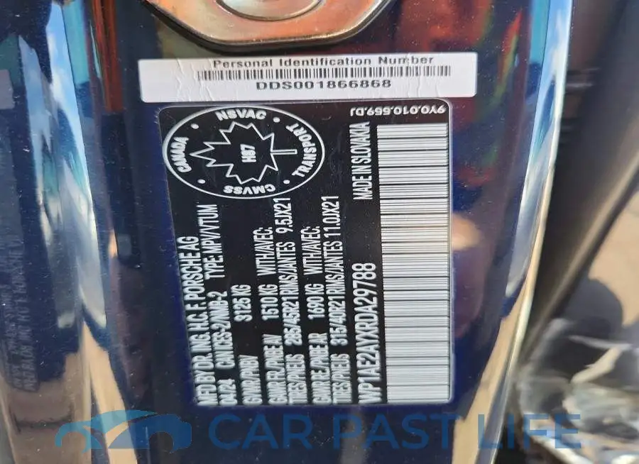 WP1AE2AYXRDA29788# 13