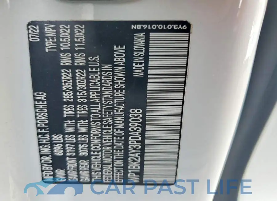 WP1BK2AY3PDA39038# 12