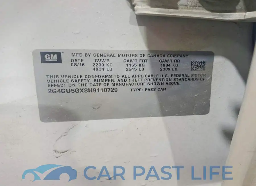 2G4GU5GX8H9110729# 12