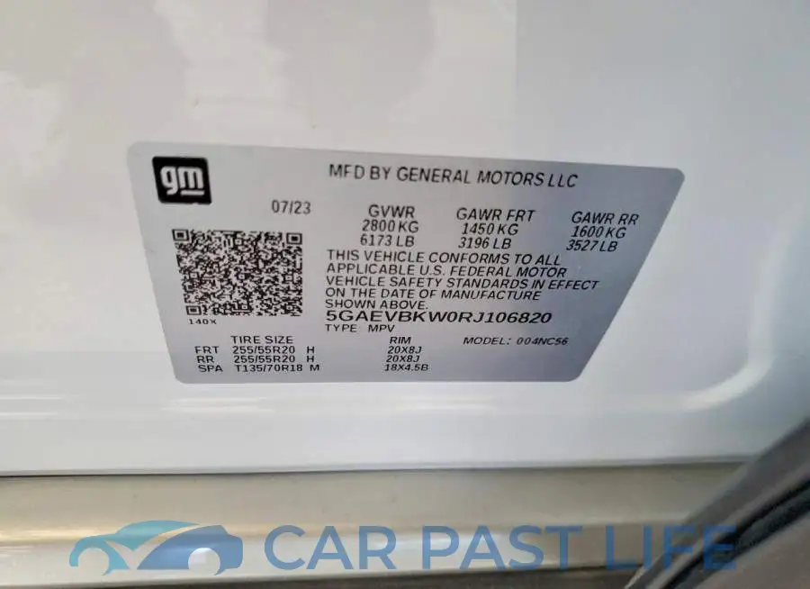 5GAEVBKW0RJ106820# 13