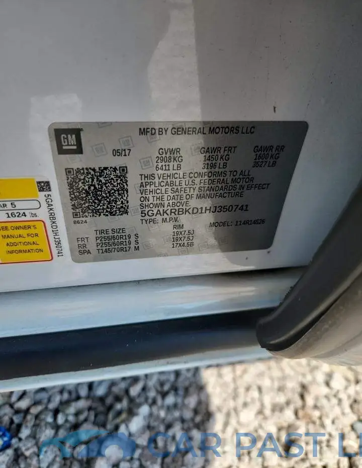 5GAKRBKD1HJ350741# 13