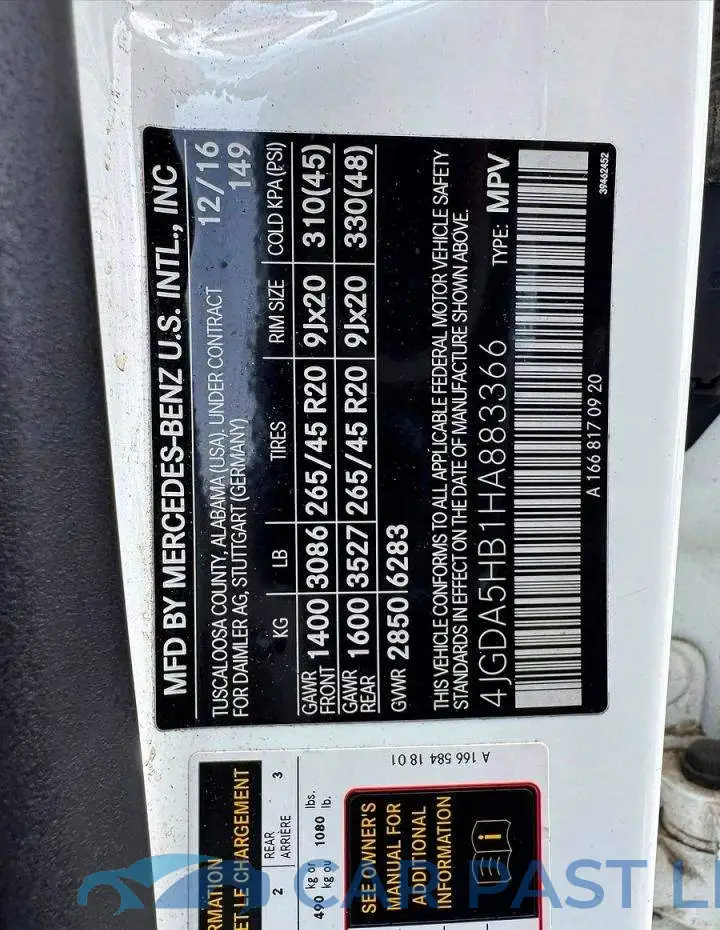 4JGDA5HB1HA883366# 10