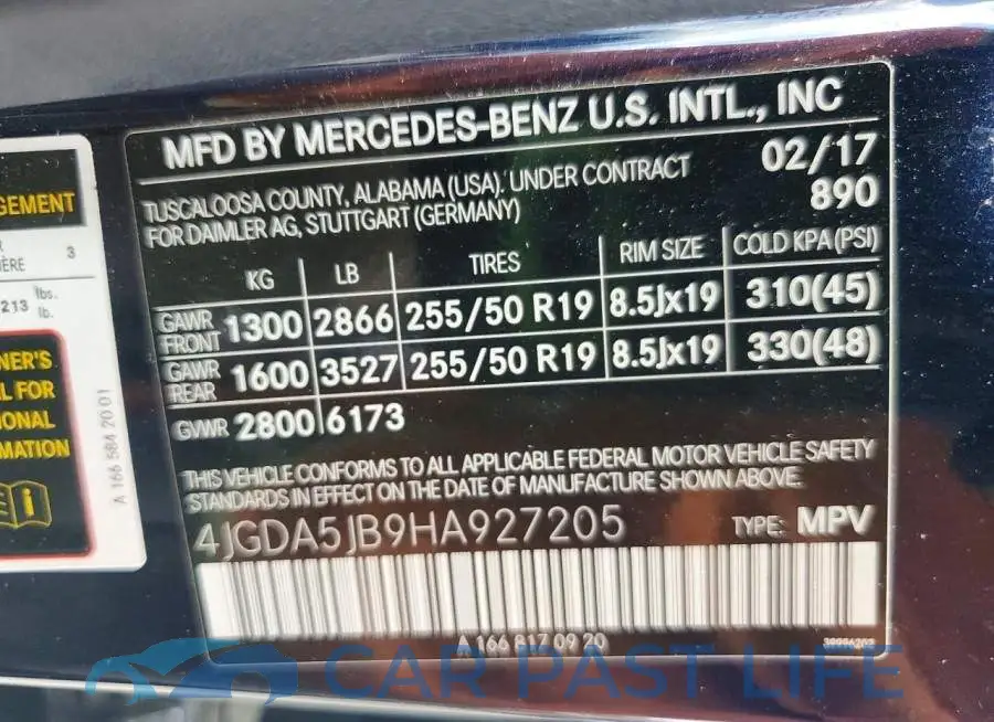 4JGDA5JB9HA927205# 14