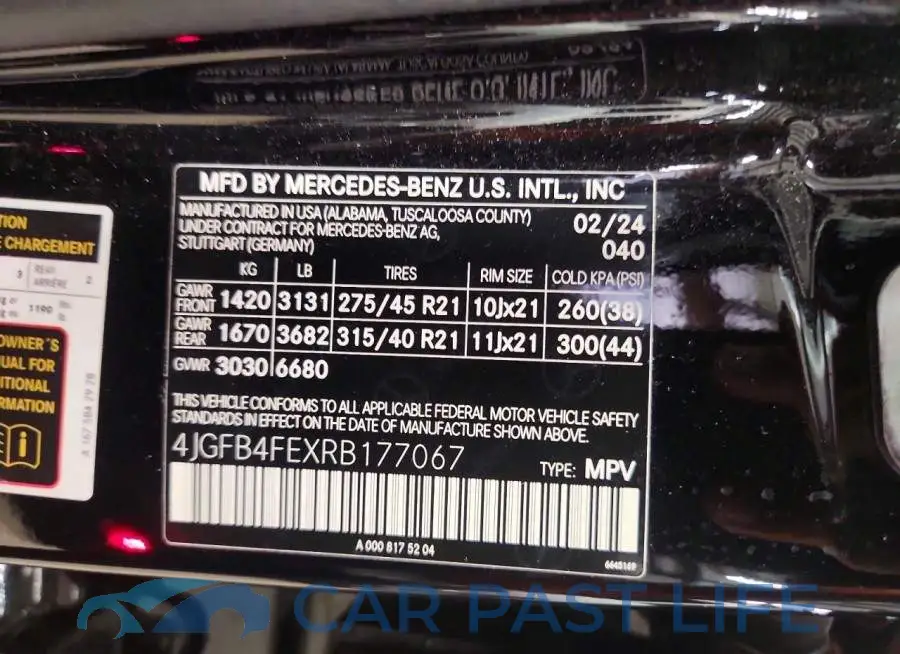 4JGFB4FEXRB177067# 13