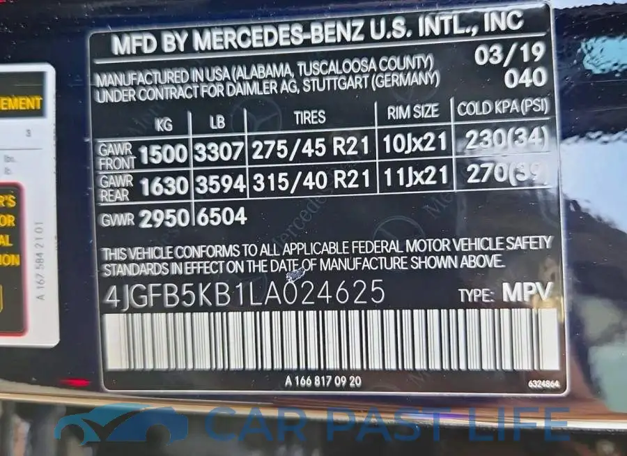 4JGFB5KB1LA024625# 10