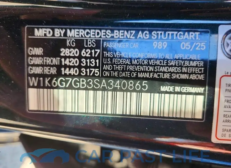 W1K6G7GB3SA340865# 12