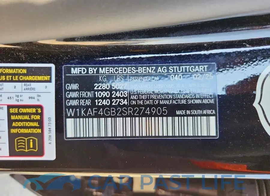 W1KAF4GB2SR274905# 12