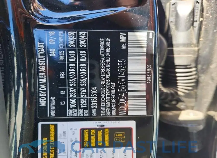 WDC0G4JB6KV145255# 12