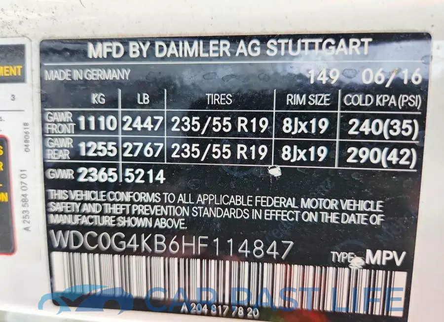 WDC0G4KB6HF114847# 14