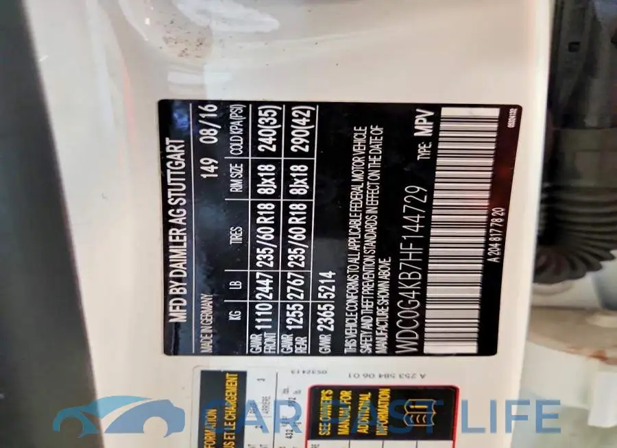 WDC0G4KB7HF144729# 13