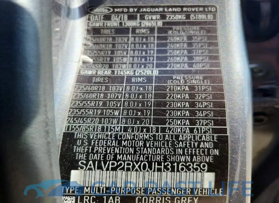 SALVP2RX0JH316359# 12
