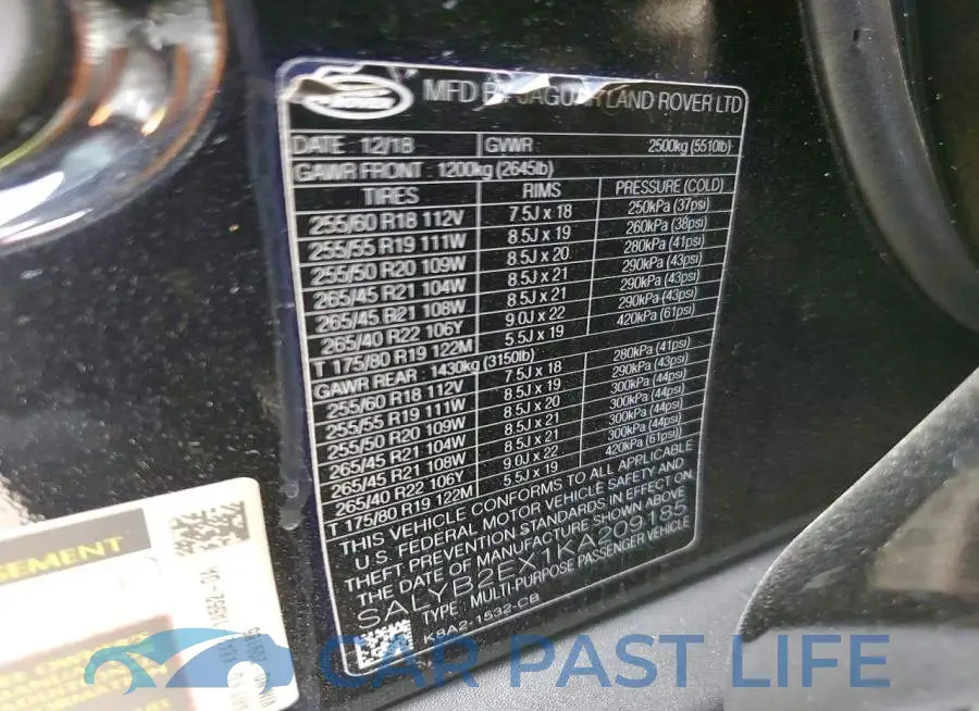 SALYB2EX1KA209185# 12
