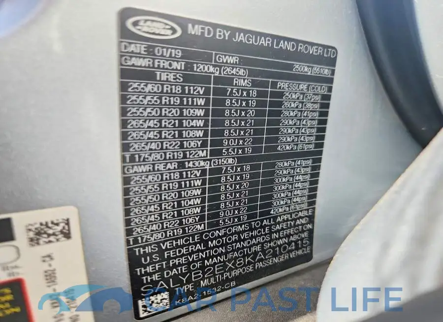 SALYB2EX8KA210415# 12