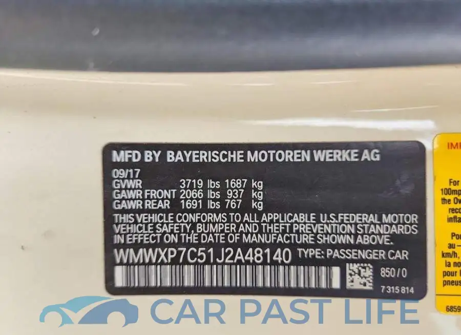 WMWXP7C51J2A48140# 13