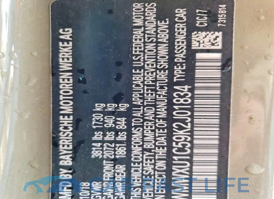 WMWXU1C59K2J01834# 13